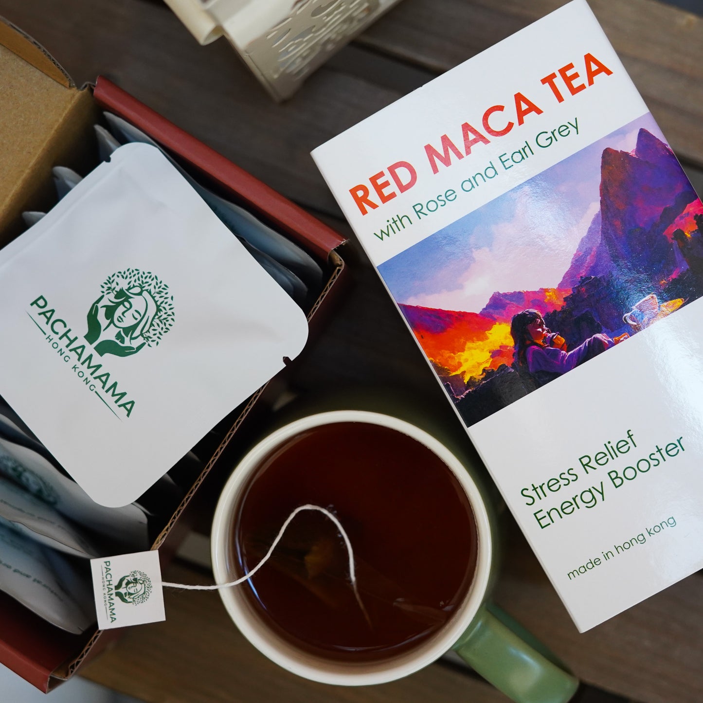 Red Maca.Rose. Earl Grey Tea